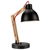 Lamkur Tischleuchte MARCELLO 34591 natur Stahl Holz H/L: ca. 44x31 cm E27 1 Brennstellen