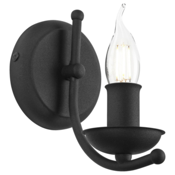 Lamkur Wandleuchte LUCY 44132 schwarz Stahl H/L: ca. 18x17 cm E14 1 Brennstellen