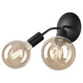 Lamkur Wandleuchte VIGGO 39459 schwarz Stahl H/L: ca. 14,5x23 cm E27 2 Brennstellen