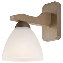 Lamkur Wandleuchte ADRIANO 27494 natur Holz Stahl Glas H/L: ca. 23x23 cm E27 1 Brennstellen