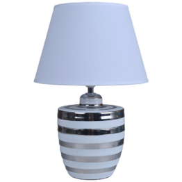 POCOline Keramik_Tischleuchte silber weiß Keramik B/H/L: ca. 25x37x26 cm E14 1 Brennstellen