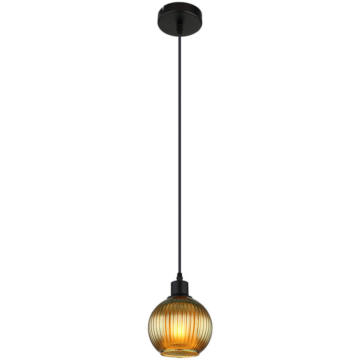 GLOBO Pendelleuchte grün schwarz Metall Glas H/D: ca. 120x15 cm E27 1 Brennstellen