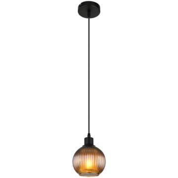 GLOBO Pendelleuchte petrol schwarz Metall Glas H/D: ca. 120x15 cm null 1 Brennstellen