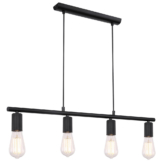 GLOBO Pendelleuchte MARTHA 54008-4H schwarz Metall B/H/L: ca. 5,2x120x80 cm E27 4 Brennstellen