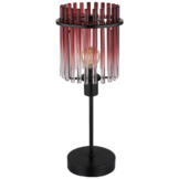 GLOBO Tischleuchte schwarz rot Metall Glas H/D: ca. 37,5x15 cm E14 1 Brennstellen