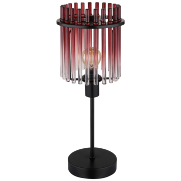 GLOBO Tischleuchte schwarz rot Metall Glas H/D: ca. 37,5x15 cm E14 1 Brennstellen